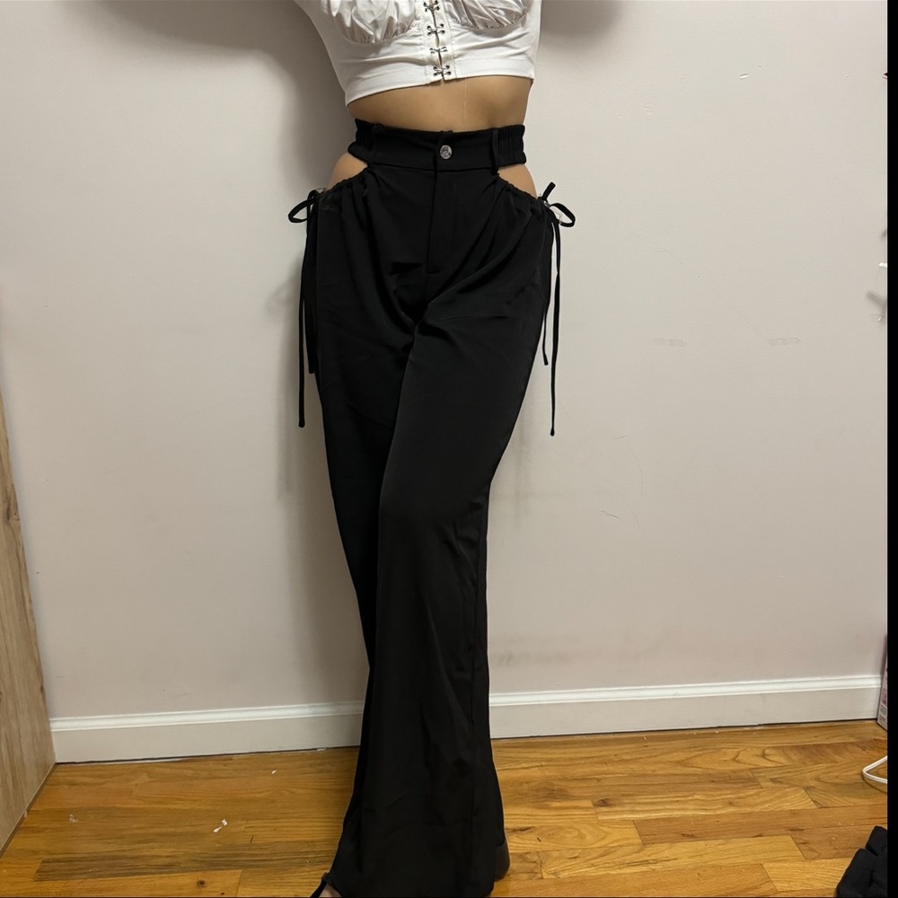 Fashion Nova Black hip Cutout Wide Leg Pants
